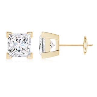 5.4mm FGVS Lab-Grown Princess-Cut Diamond Solitaire Stud Earrings in Yellow Gold