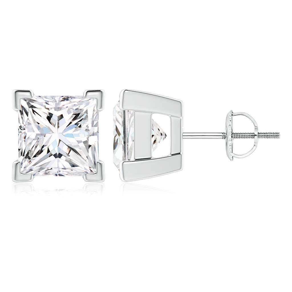 6.2mm FGVS V-Prong Set Princess-Cut Lab-Grown Diamond Solitaire Stud Earrings in P950 Platinum