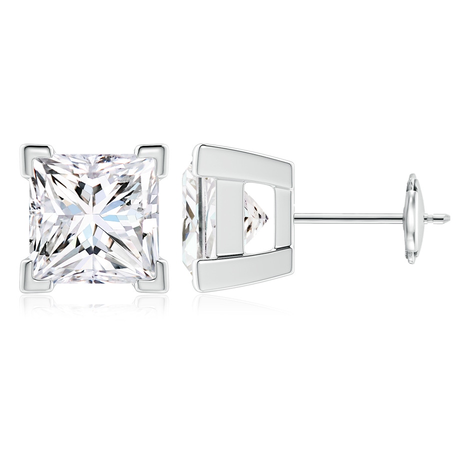 6.2mm FGVS V-Prong Set Princess-Cut Lab-Grown Diamond Solitaire Stud Earrings in White Gold 