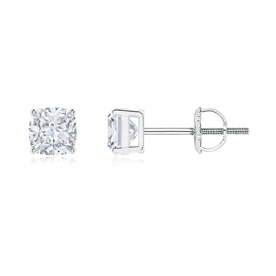 4mm FGVS Lab-Grown-Cushion Diamond Solitaire Stud Earrings in P950 Platinum 