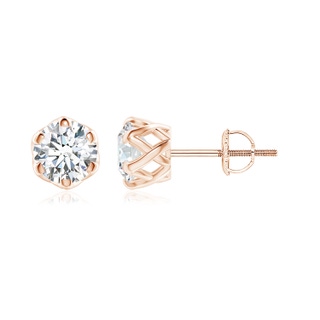 5.1mm FGVS Lab-Grown Six Prong-Set Diamond Solitaire Filigree Stud Earrings in 10K Rose Gold