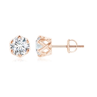 5.1mm FGVS Lab-Grown Six Prong-Set Diamond Solitaire Filigree Stud Earrings in Rose Gold