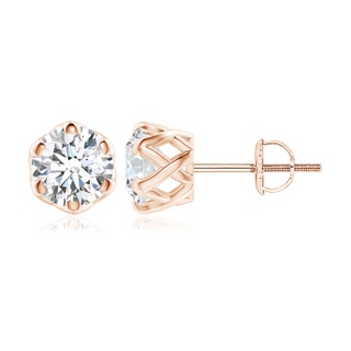 8.9mm FGVS Lab-Grown Six Prong-Set Diamond Solitaire Filigree Stud Earrings in 18K Rose Gold