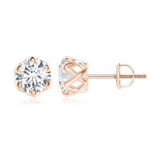 8mm FGVS Lab-Grown Six Prong-Set Diamond Solitaire Filigree Stud Earrings in 18K Rose Gold