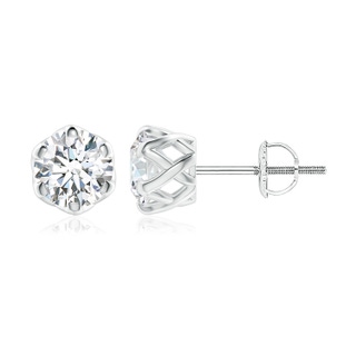 8mm FGVS Lab-Grown Six Prong-Set Diamond Solitaire Filigree Stud Earrings in P950 Platinum