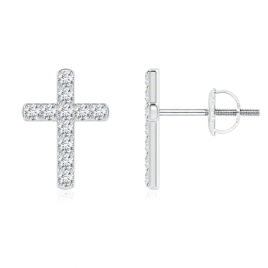 1.75mm FGVS Lab-Grown Diamond Cross Stud Earrings in 18K White Gold