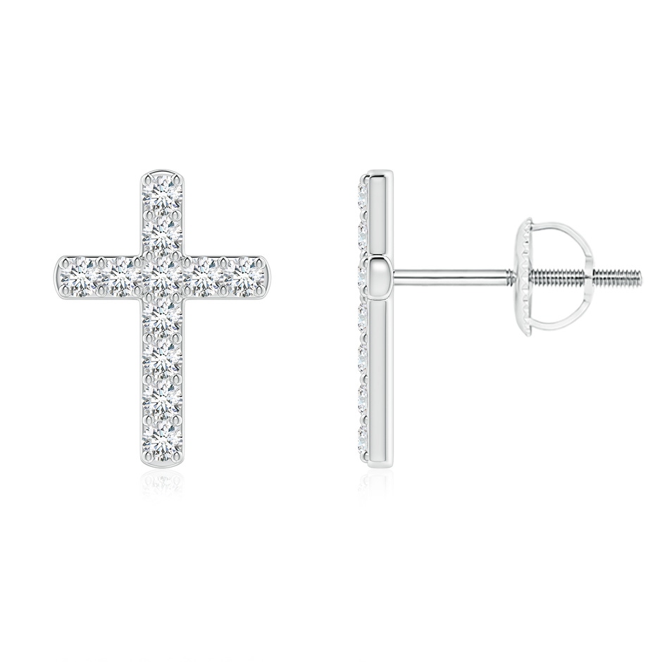 1.75mm FGVS Lab-Grown Diamond Cross Stud Earrings in 18K White Gold 