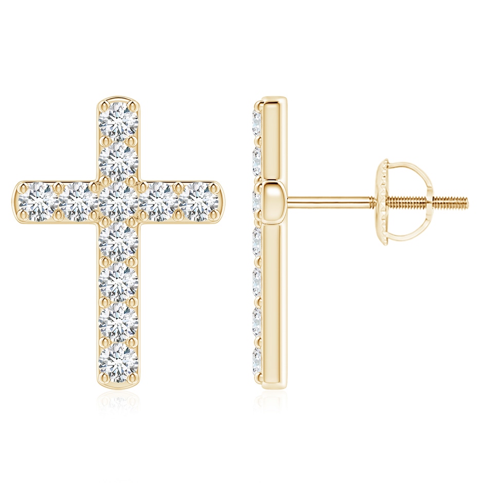 2.2mm FGVS Lab-Grown Diamond Cross Stud Earrings in 18K Yellow Gold 