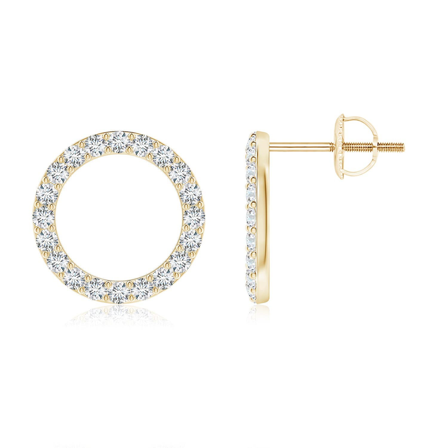 1.65mm FGVS Lab-Grown Diamond Open Circle Stud Earrings in 18K Yellow Gold