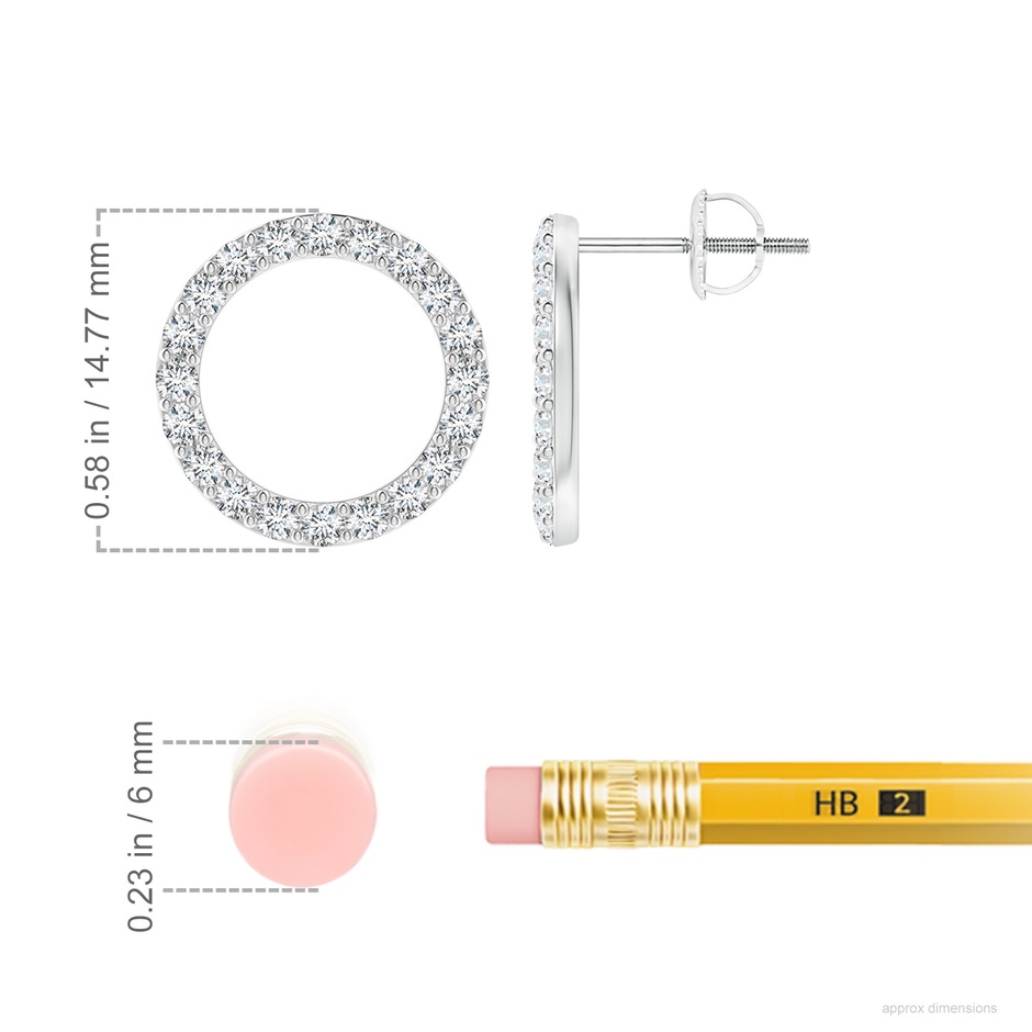 1.8mm FGVS Lab-Grown Diamond Open Circle Stud Earrings in P950 Platinum ruler