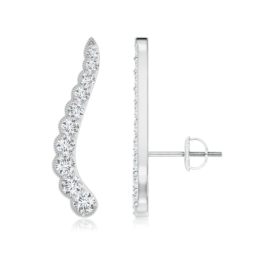2.5mm FGVS Lab-Grown Diamond Wavy Ear Climbers with Milgrain in White Gold 