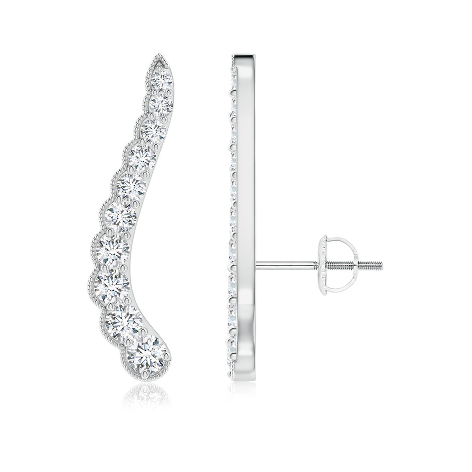 2.7mm FGVS Lab-Grown Diamond Wavy Ear Climbers with Milgrain in 18K White Gold 