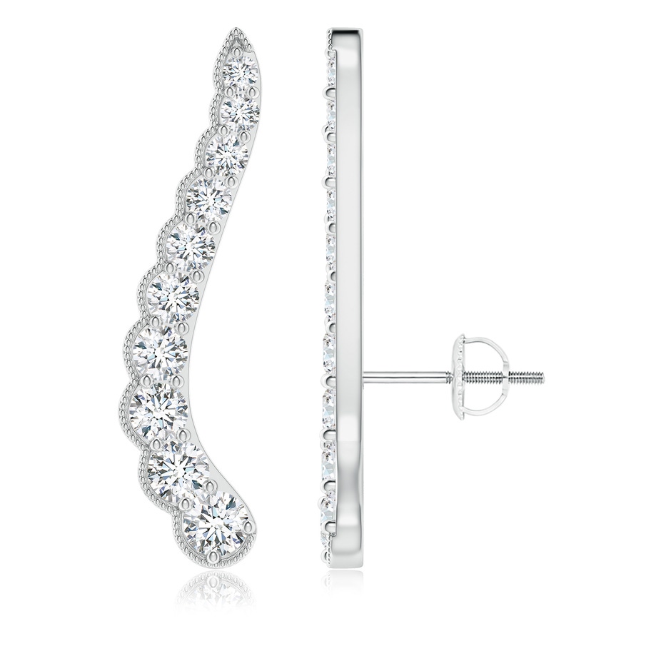 3.1mm FGVS Lab-Grown Diamond Wavy Ear Climbers with Milgrain in P950 Platinum 
