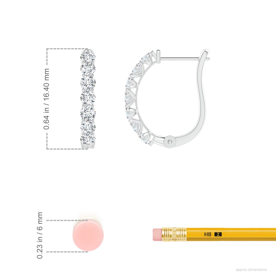 2.5mm FGVS Prong-Set Lab-Grown Diamond Huggie Hoop Earrings in White Gold ruler