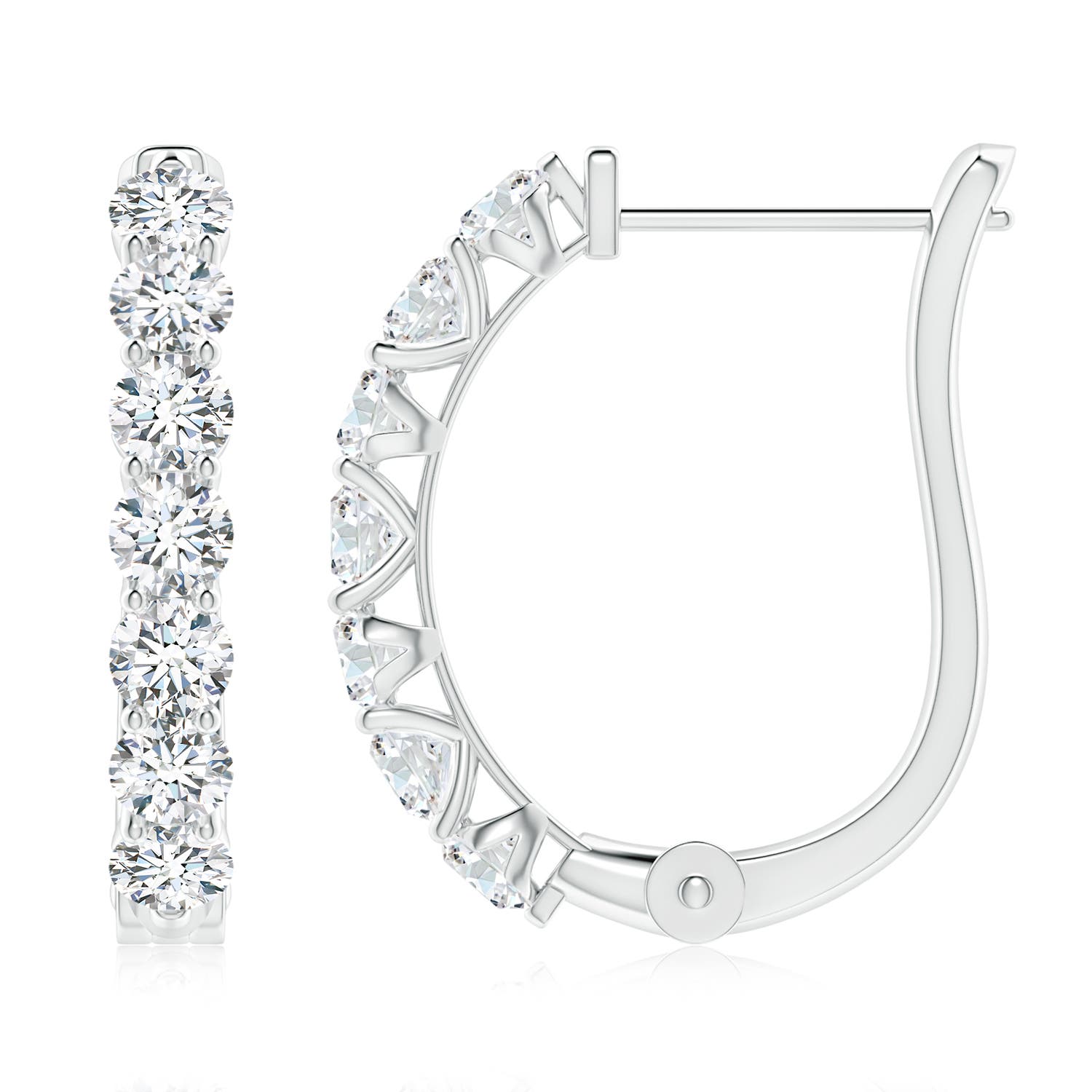 3mm FGVS Prong-Set Lab-Grown Diamond Huggie Hoop Earrings in White Gold