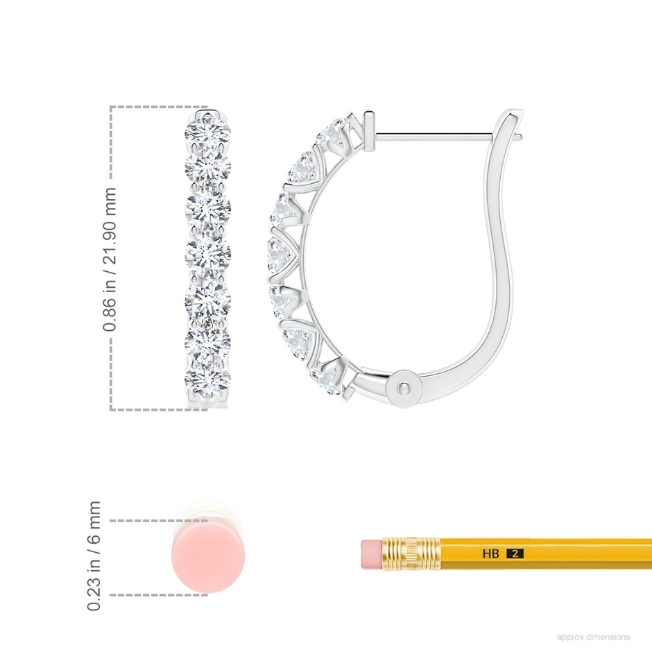 3mm FGVS Prong-Set Lab-Grown Diamond Huggie Hoop Earrings in White Gold ruler