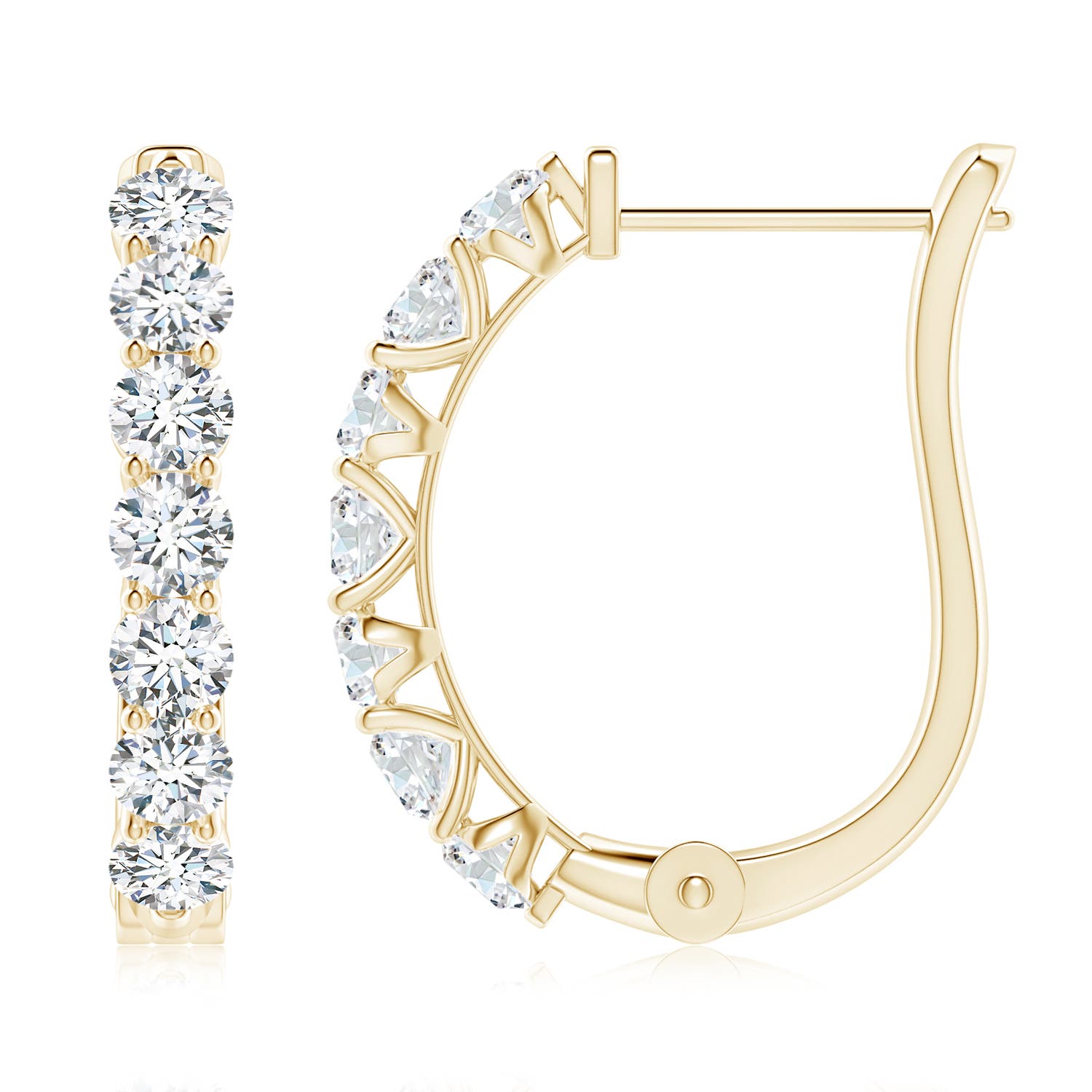 3mm FGVS Prong-Set Lab-Grown Diamond Huggie Hoop Earrings in Yellow Gold