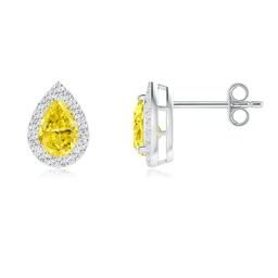 Fashion Studs Platinum Lab Grown Yellow Diamond Earrings