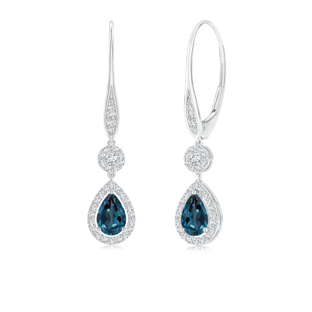 6x4mm Labgrown Pear Lab-Grown Alexandrite and Round Diamond Halo Leverback Earrings in P950 Platinum