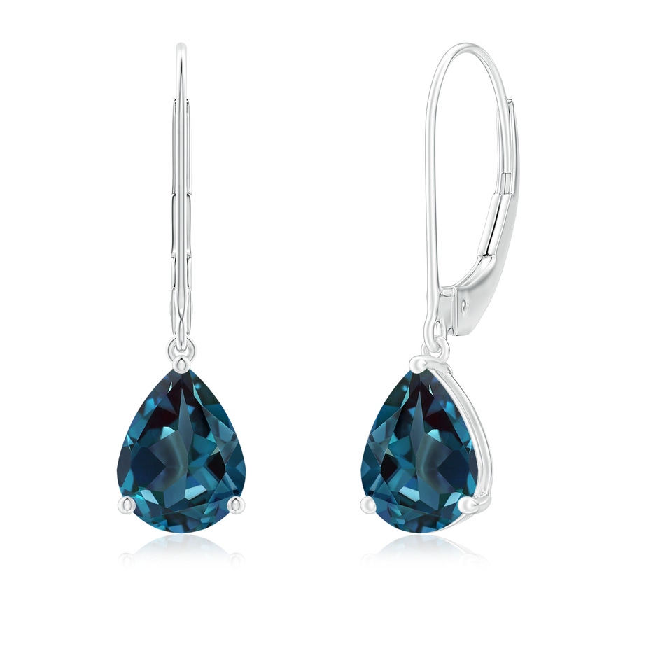 8x6mm Labgrown Solitaire Pear-Shaped Lab-Grown Alexandrite Leverback Earrings in White Gold 