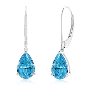 9x5.5mm Labgrown Solitaire Pear-Shaped Lab-Grown Fancy Intense Blue Diamond Leverback Earrings in P950 Platinum