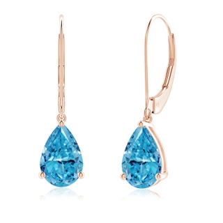 9x5.5mm Labgrown Solitaire Pear-Shaped Lab-Grown Fancy Intense Blue Diamond Leverback Earrings in Rose Gold