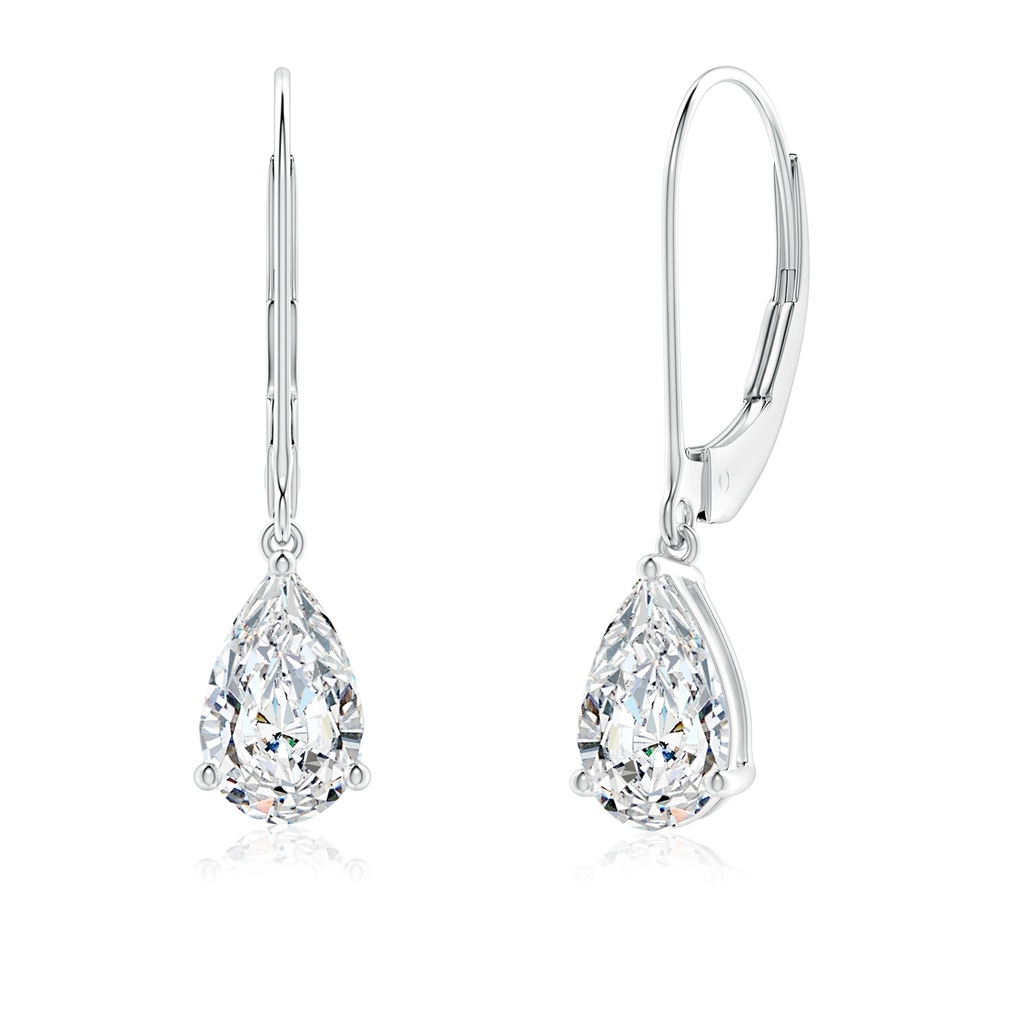 8x5mm FGVS Lab-Grown Solitaire Pear-Shaped Diamond Leverback Earrings in P950 Platinum