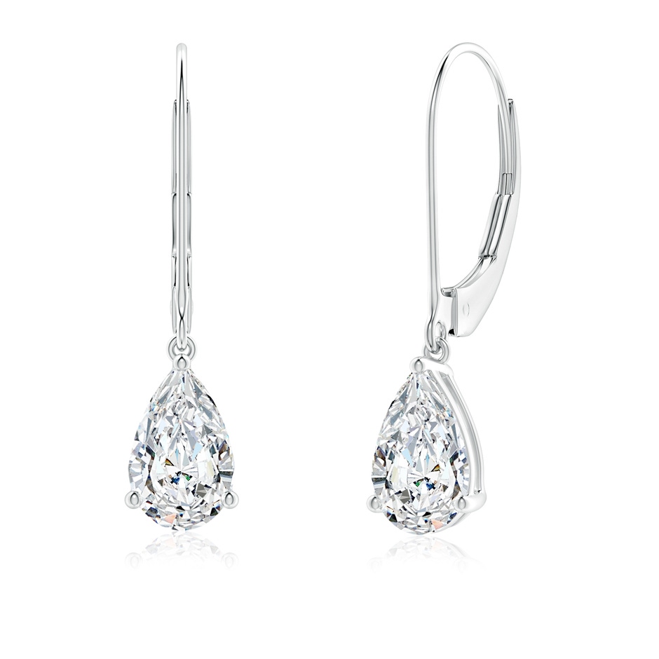 8x5mm FGVS Lab-Grown Solitaire Pear-Shaped Diamond Leverback Earrings in White Gold 