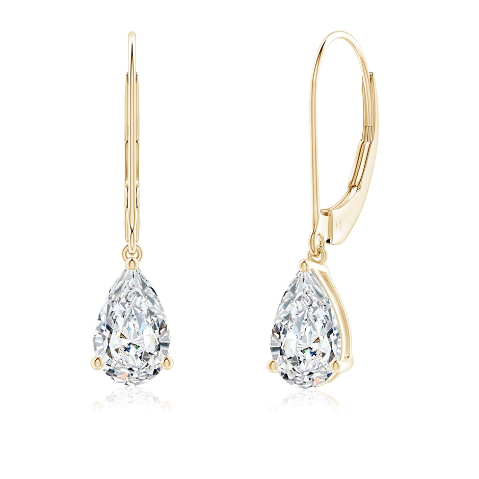 8x5mm FGVS Lab-Grown Solitaire Pear-Shaped Diamond Leverback Earrings in Yellow Gold 