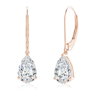 9x5.5mm FGVS Lab-Grown Solitaire Pear-Shaped Diamond Leverback Earrings in Rose Gold