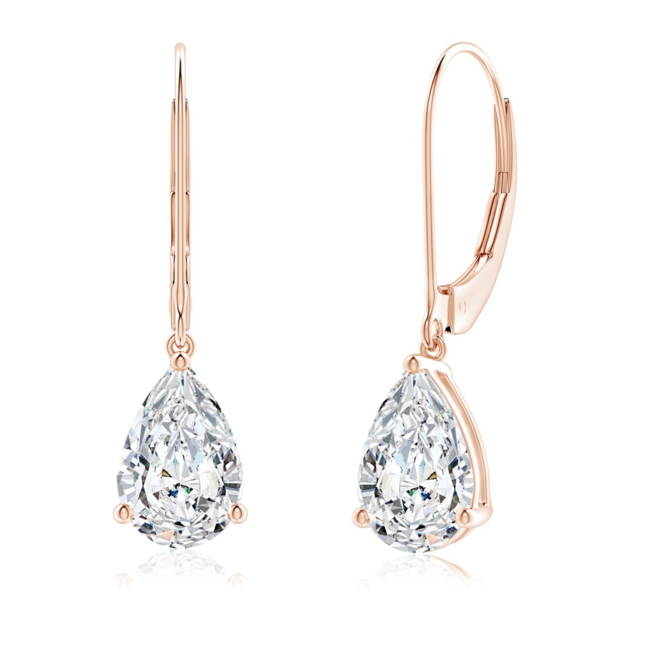 9x5.5mm FGVS Lab-Grown Solitaire Pear-Shaped Diamond Leverback Earrings in Rose Gold 