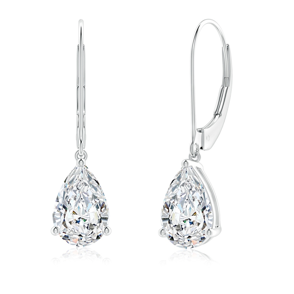 9x5.5mm FGVS Lab-Grown Solitaire Pear-Shaped Diamond Leverback Earrings in White Gold 