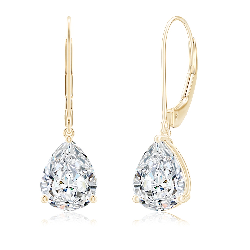 9x6mm FGVS Lab-Grown Solitaire Pear-Shaped Diamond Leverback Earrings in 18K Yellow Gold
