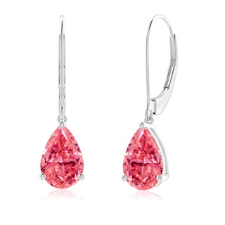 9x5.5mm Labgrown Solitaire Pear-Shaped Lab-Grown Fancy Intense Pink Diamond Leverback Earrings in P950 Platinum