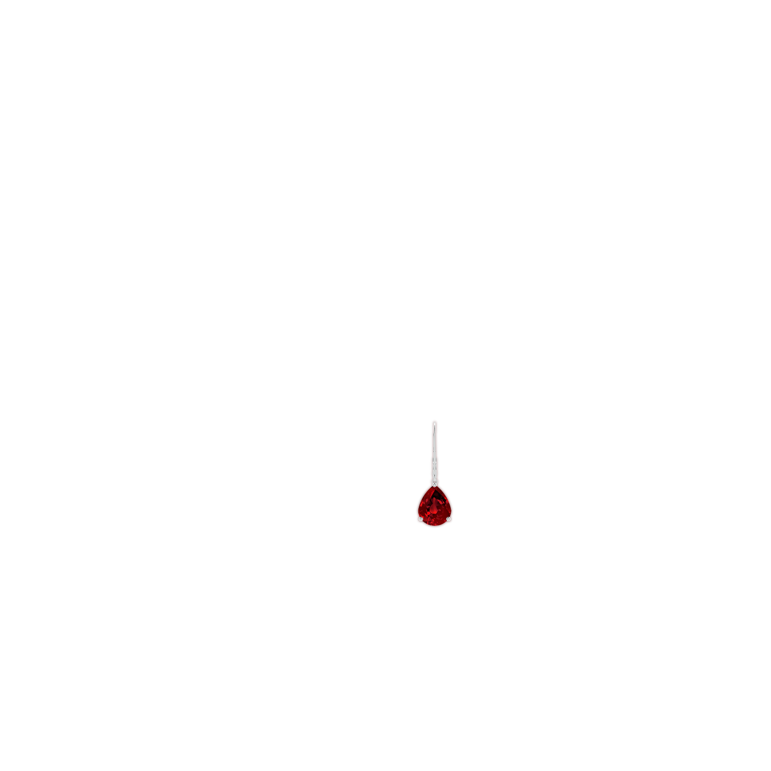 10x8mm Labgrown Lab-Grown Solitaire Pear-Shaped Ruby Leverback Earrings in White Gold - body_ear