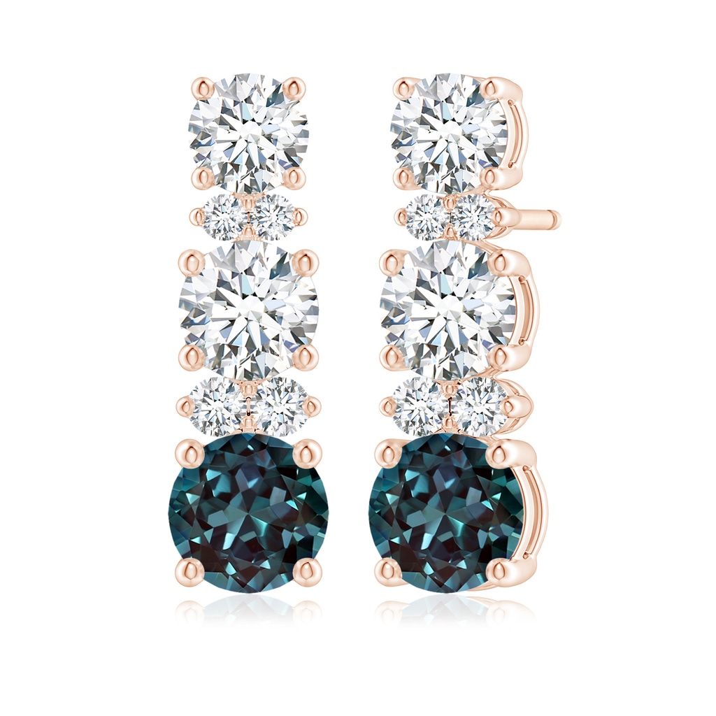 5mm Labgrown Graduated Lab-Grown Alexandrite and Diamond Journey Earrings in Rose Gold