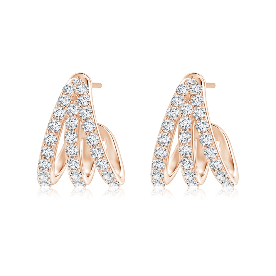 1.55mm FGVS Lab-Grown-Diamond Trident Huggie Hoop Earrings in 18K Rose Gold 