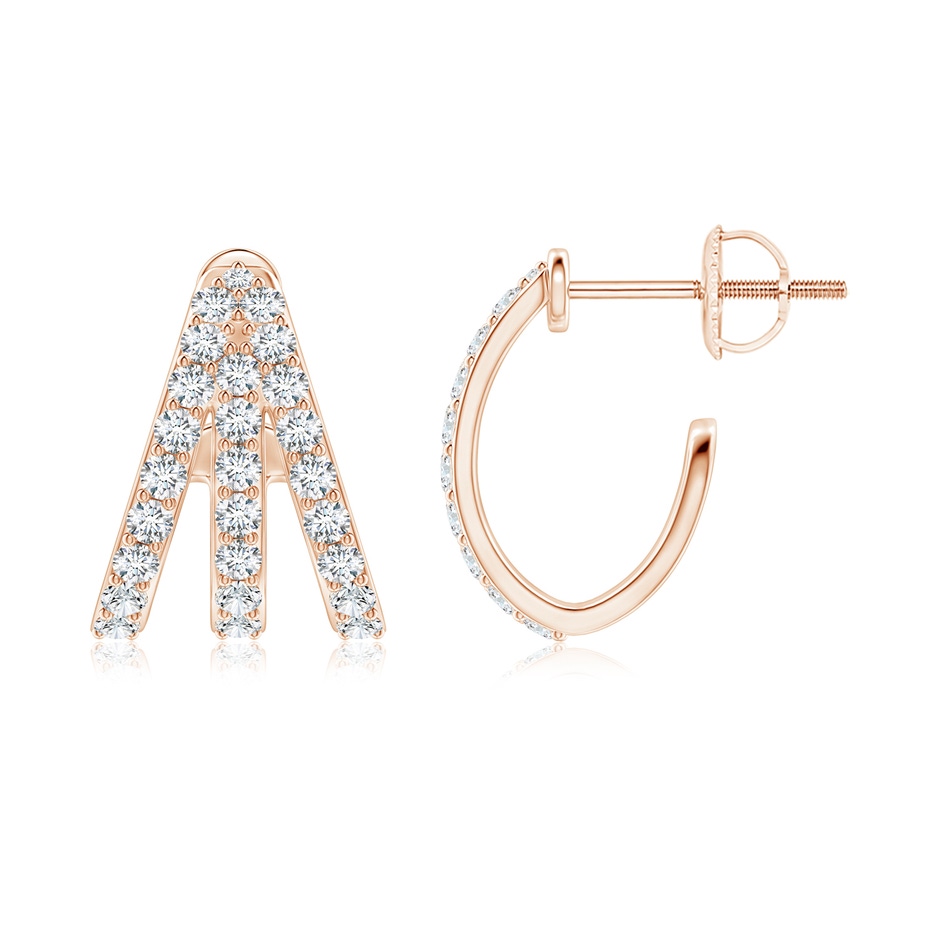 1.55mm FGVS Lab-Grown-Diamond Trident Huggie Hoop Earrings in 18K Rose Gold side 199