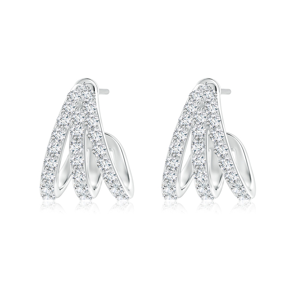 1.55mm FGVS Lab-Grown-Diamond Trident Huggie Hoop Earrings in 18K White Gold