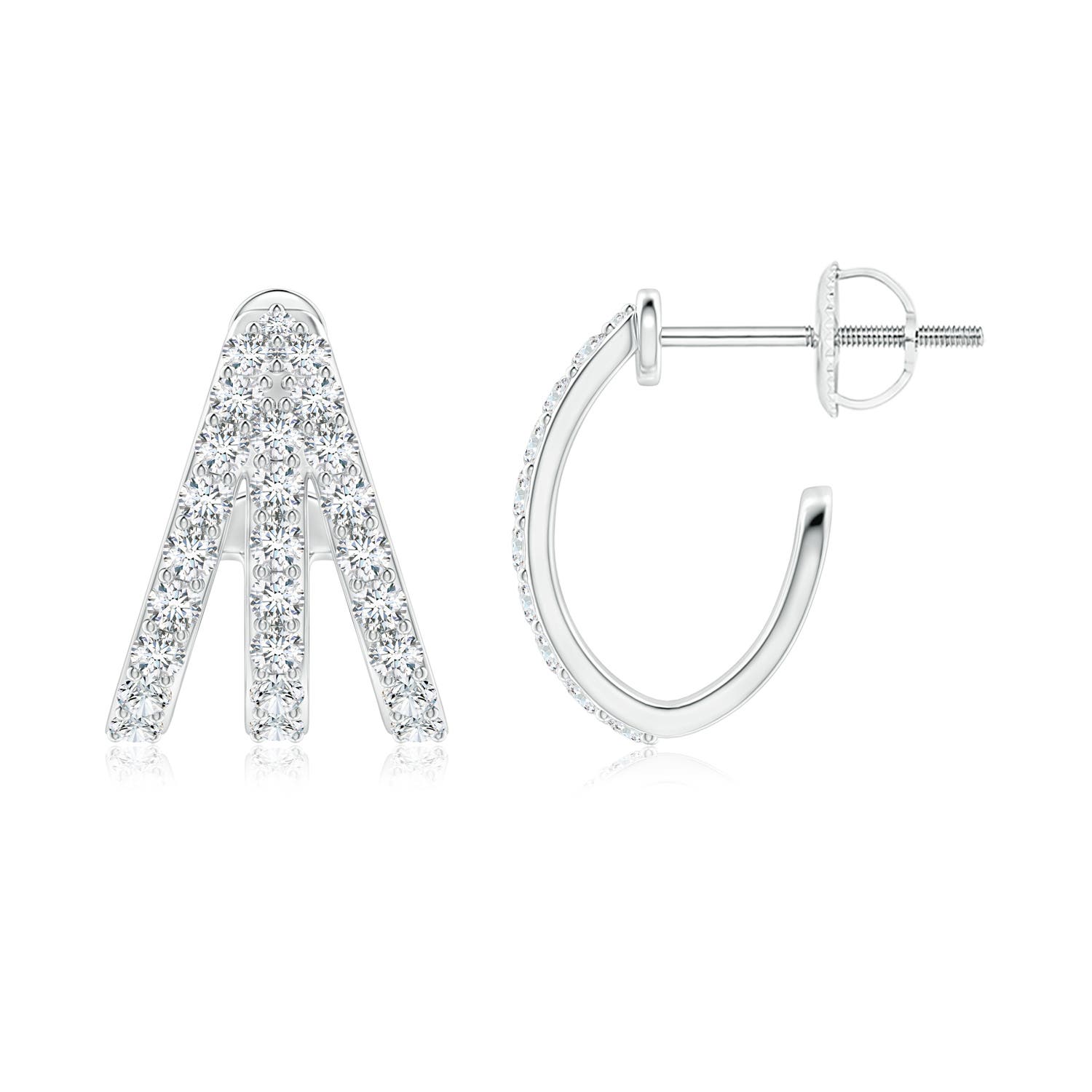1.55mm FGVS Lab-Grown-Diamond Trident Huggie Hoop Earrings in 18CT White Gold - side 2