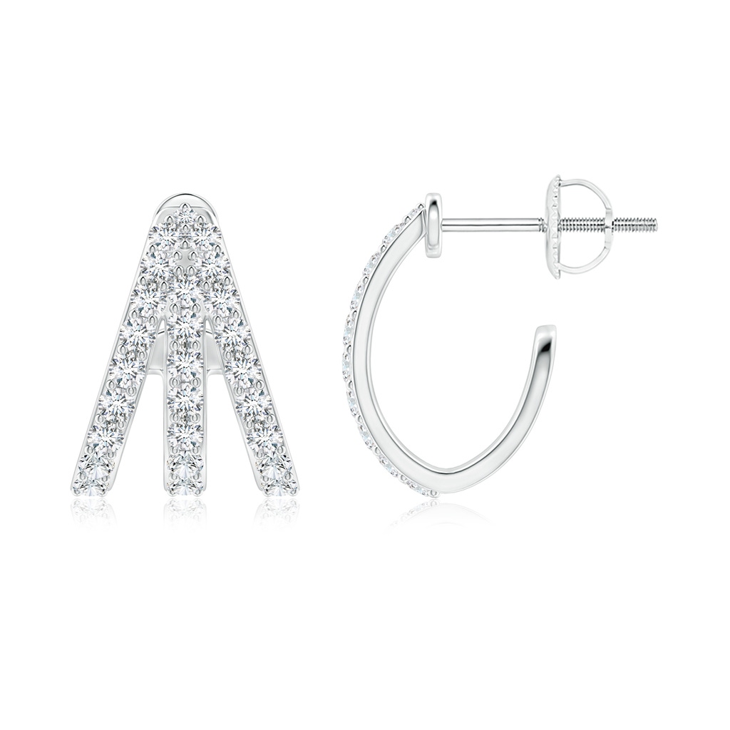 1.55mm FGVS Lab-Grown-Diamond Trident Huggie Hoop Earrings in 18K White Gold - side 199
