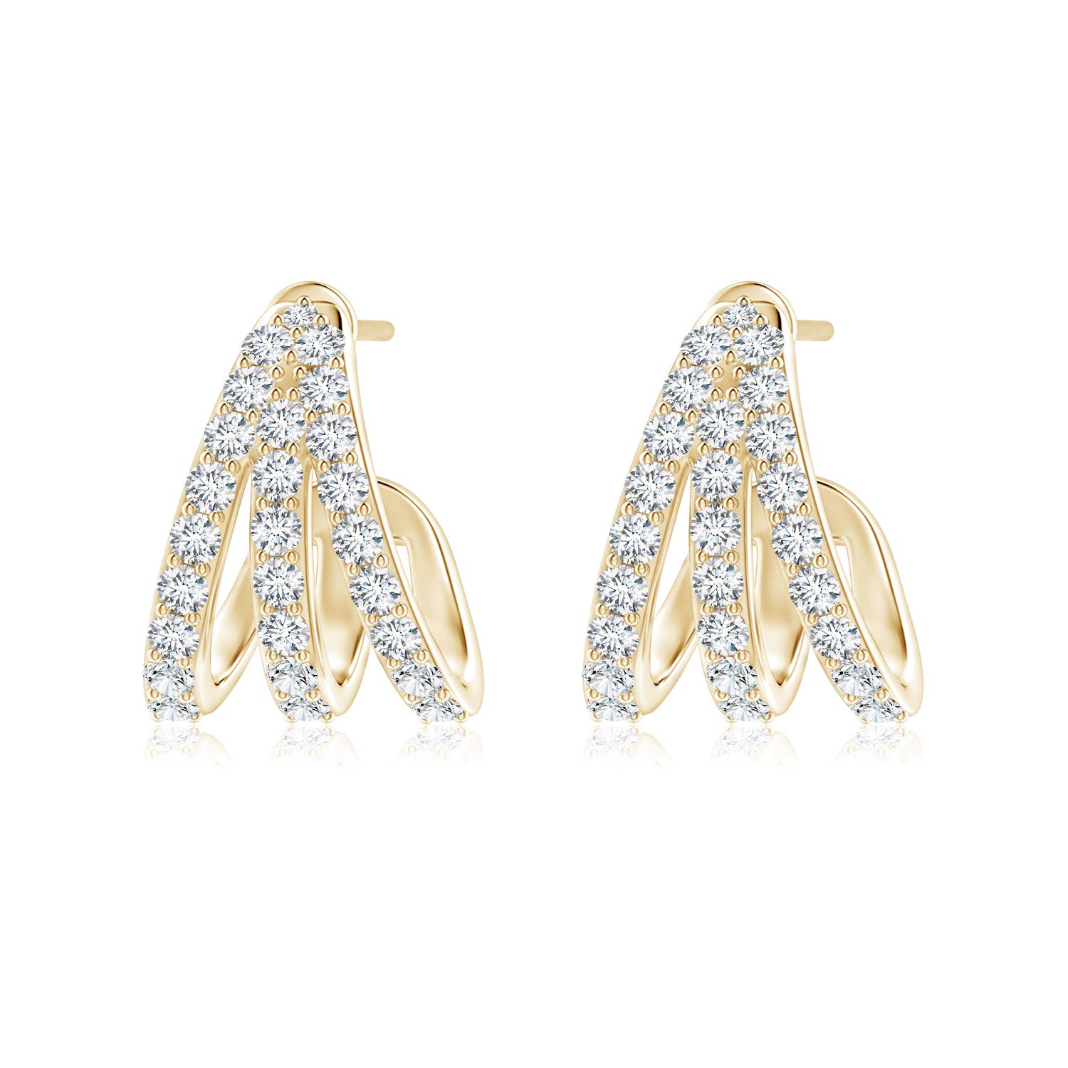 1.55mm FGVS Lab-Grown-Diamond Trident Huggie Hoop Earrings in 18CT Yellow Gold