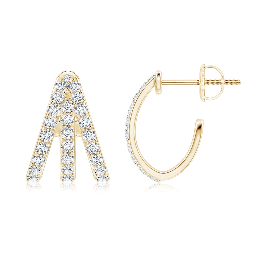 1.55mm FGVS Lab-Grown-Diamond Trident Huggie Hoop Earrings in 18K Yellow Gold side 199