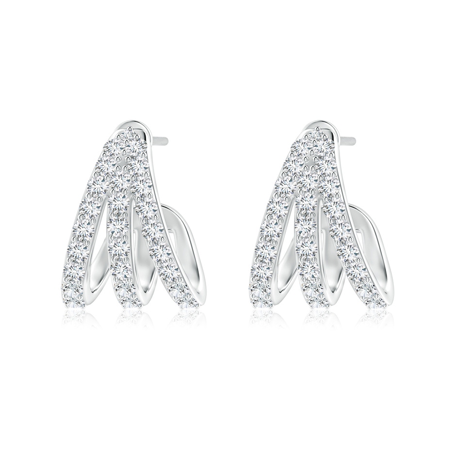 1.55mm FGVS Lab-Grown-Diamond Trident Huggie Hoop Earrings in White Gold 