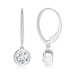 5.1mm FGVS Lab-Grown Classic Bezel-Set Round Diamond Leverback Drop Earrings in 18K White Gold