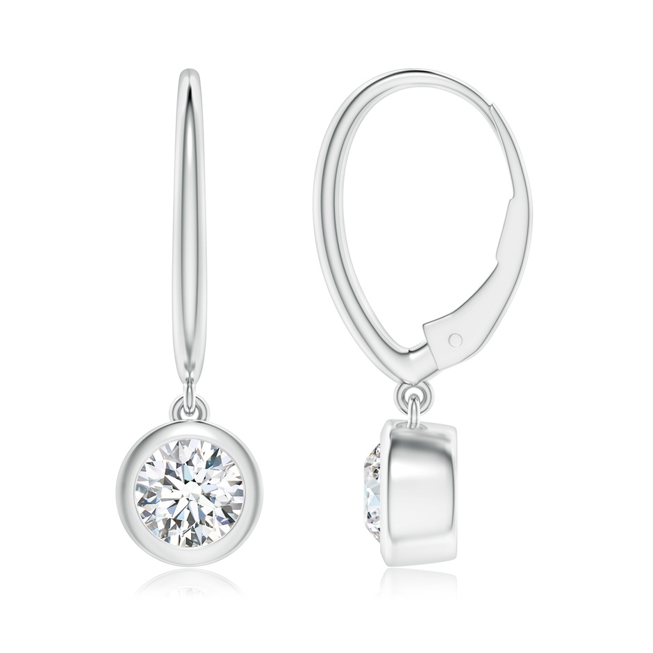 5.1mm FGVS Lab-Grown Classic Bezel-Set Round Diamond Leverback Drop Earrings in 18K White Gold 