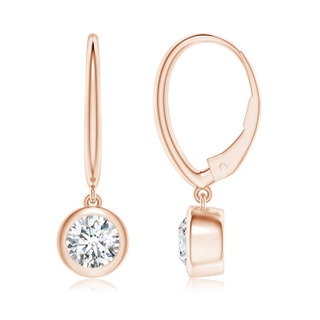 5.1mm FGVS Lab-Grown Classic Bezel-Set Round Diamond Leverback Drop Earrings in 9K Rose Gold