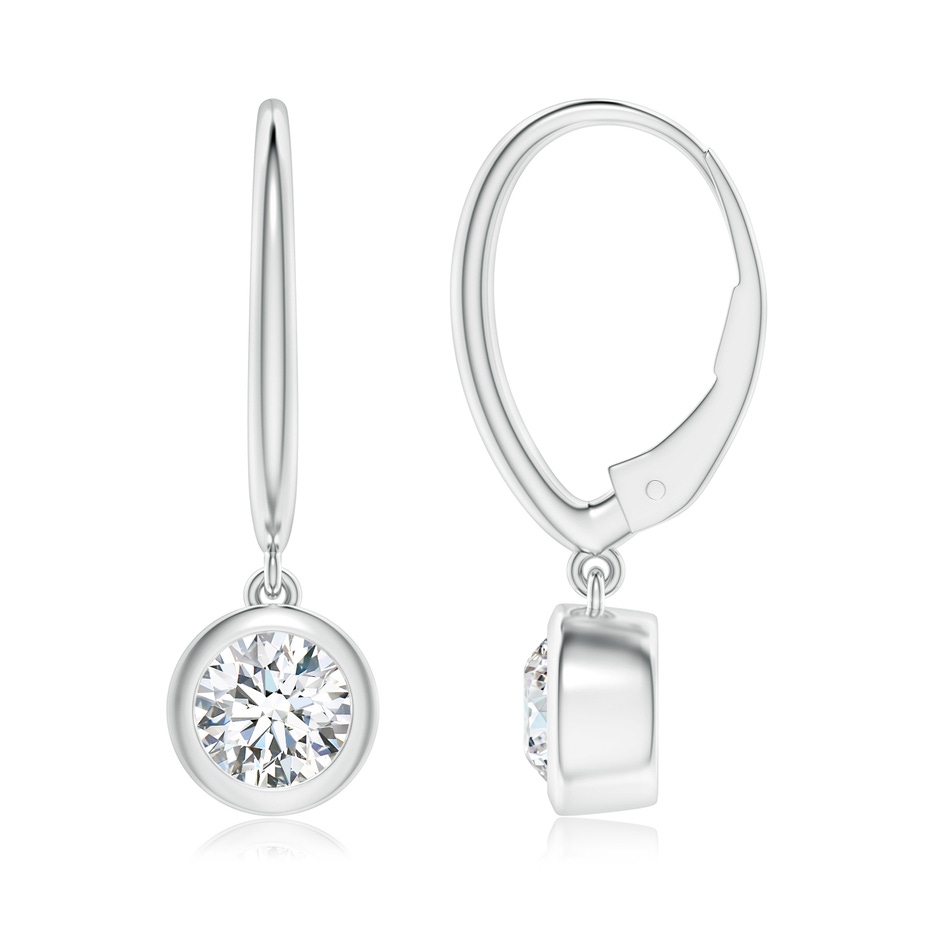 5.1mm FGVS Lab-Grown Classic Bezel-Set Round Diamond Leverback Drop Earrings in White Gold 
