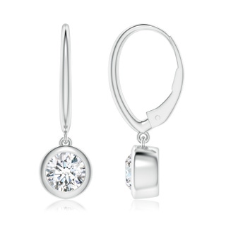 6.4mm FGVS Lab-Grown Classic Bezel-Set Round Diamond Leverback Drop Earrings in P950 Platinum