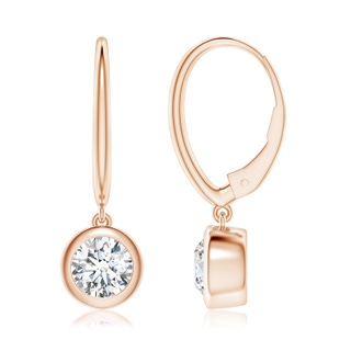 6.4mm FGVS Lab-Grown Classic Bezel-Set Round Diamond Leverback Drop Earrings in Rose Gold